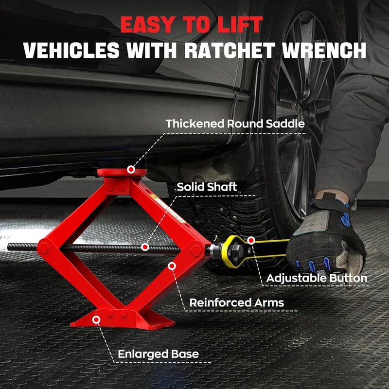 IMAYCC Scissor Jack for Car 2.5 Ton(5512 lbs) Car Jack Kit, Tire Changing kit with Lug Wrench Portable Auto Jack Tool Tire Jack for Car SUV MPV - Image 3